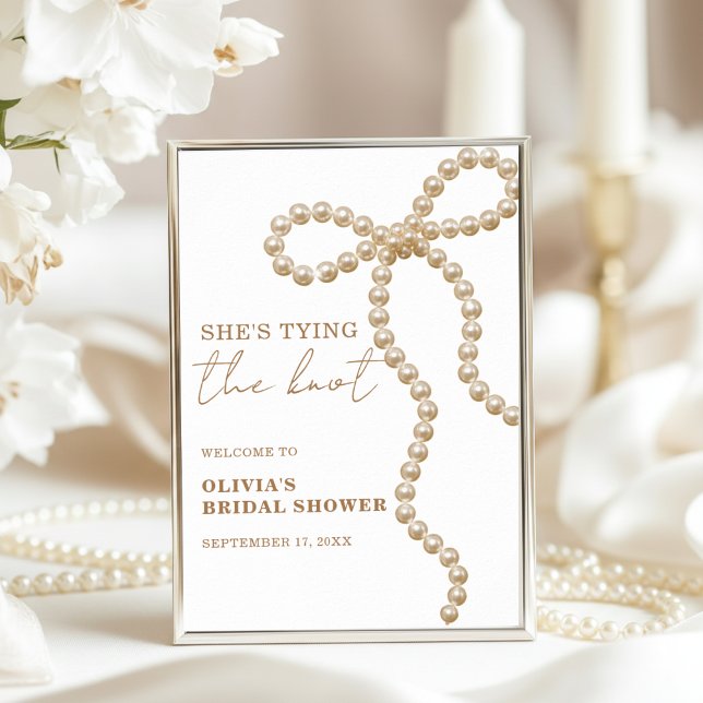 Bow Tying the Knot Bridal Shower Welcome Sign Poster (Skapare uppladdad)