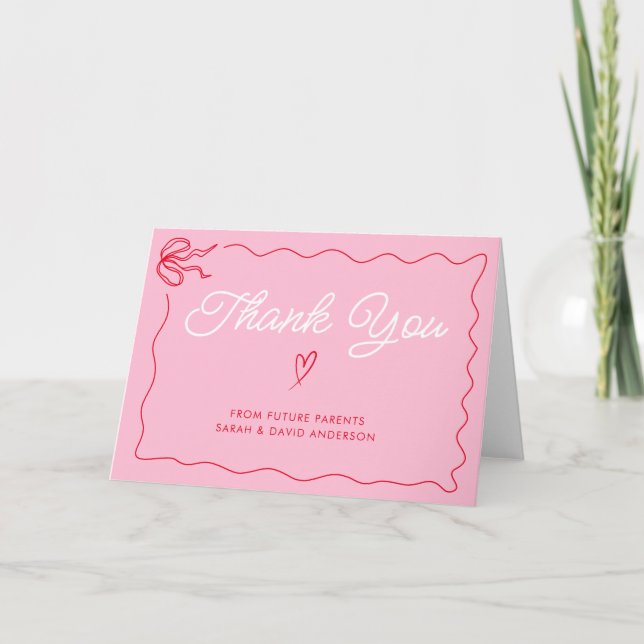 Bow Valentiness Rosa Red Baby Shower Tack Kort (Framsida)