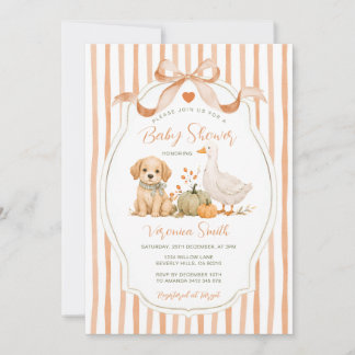 Bow Valp Anka Pumpa Gård Höst Baby Shower Inbjudningar