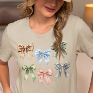 Bow Vattenfärg Coquette Tjejaktig Söt Present T Shirt