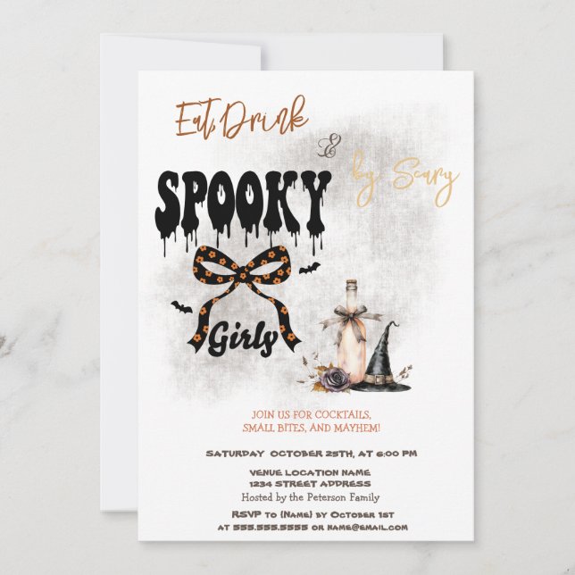 Bow vilken hatt & Cocktail Halloween-inbjudan Inbjudningar (Framsida)