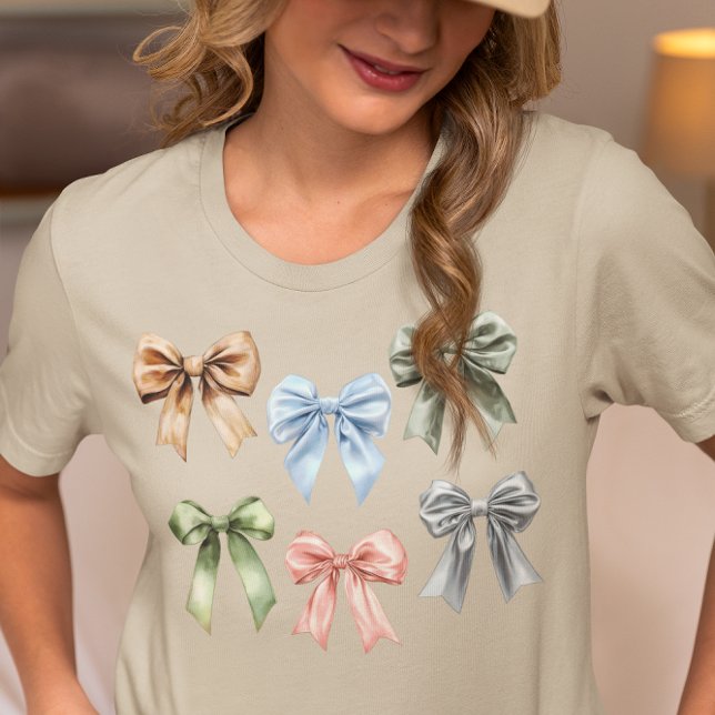 Bow Watercolor Coquette Girly Cute Gift T Shirt (Skapare uppladdad)