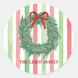 Bow Watercolor-julklapp Runt Klistermärke