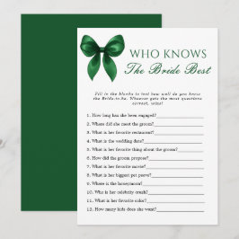 Bow Who Knows The Bride Best Bridal Shower Game Inbjudningar
