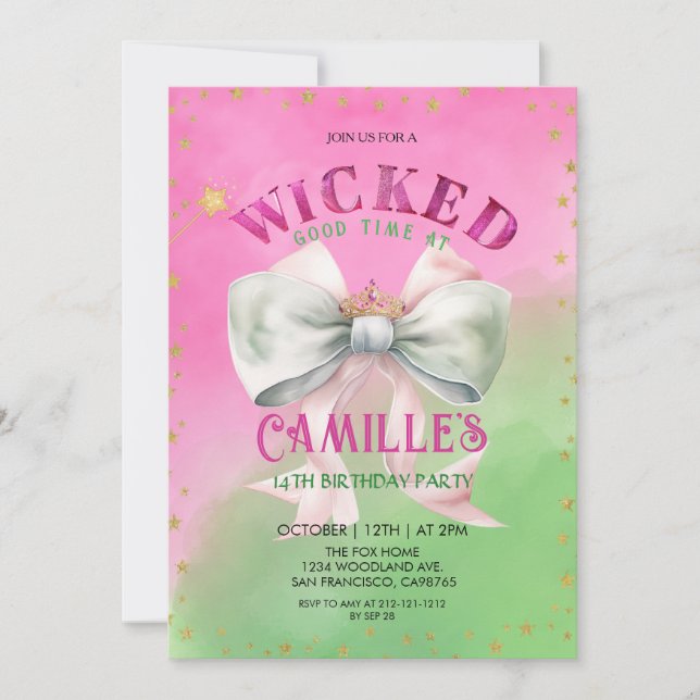 Bow Wicked Birthday Party  Invitation Inbjudningar (Framsida)