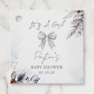 Bow Winter Snö Girl Baby Shower Gåvor Etiketter