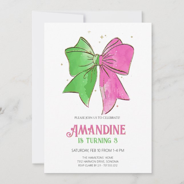 Bow Witches Girl Birthday Magical Party  Inbjudningar (Framsida)