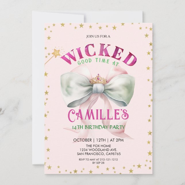 Bow Witches magical Birthday Party  Invitation Inbjudningar (Framsida)