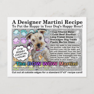 Bow Wow Martini för Hundar Recipe-vykort Vykort