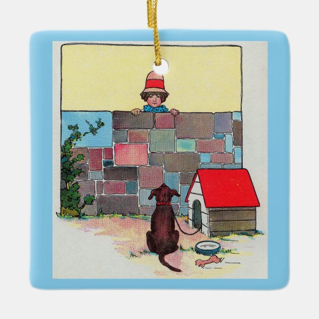 Bow-wow-wow! Vems hund är du? Nursery Rhyme Julgransprydnad Keramik (Framsida)
