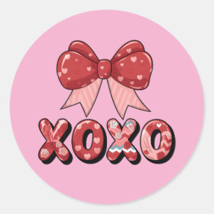 Bow XOXO Hearts Cute Kärlek Sweet Girons Kvinnor Runt Klistermärke