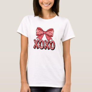 Bow XOXO Hearts Cute Kärlek Sweet Girons Kvinnor T Shirt