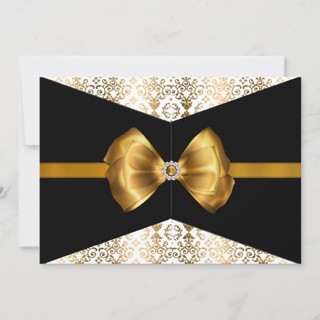 Bowed Damask Inbjudan [Guld] (Framsida)