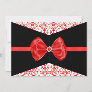 Bowed Damask Inbjudan [Red]