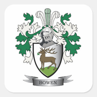 Bowen Family Crest Jackar om Arm Fyrkantigt Klistermärke