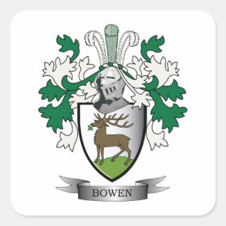 Bowen Family Crest Jackar om Arm Fyrkantigt Klistermärke