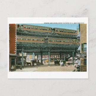 Bowery and Doubledäcket Elevated R.R., NYC Vykort