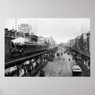 Bowery på den storslagna gatan, New York 1895 Poster