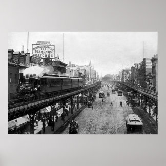 Bowery på Grand Street, New York 1895 Poster