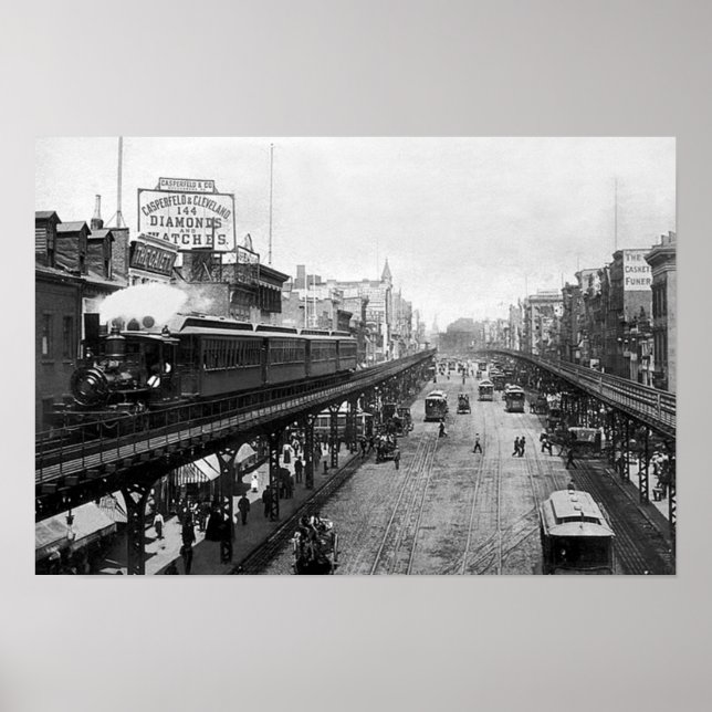 Bowery på Grand Street, New York 1895 Poster (Framsidan)