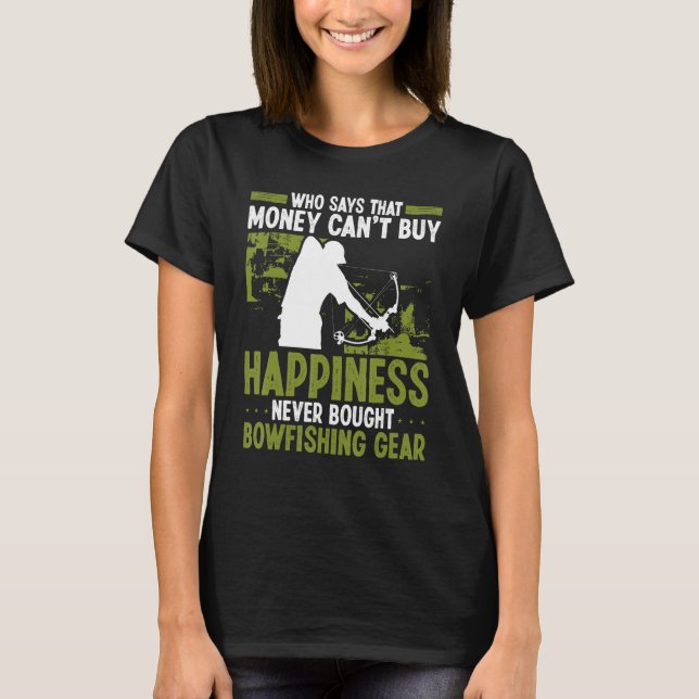 Bowfishing Money buys Happiness Airboat Bowhunter T Shirt (Framsida)