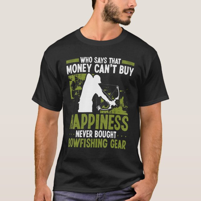 Bowfishing Money buys Happiness Airboat Bowhunter T Shirt (Framsida)