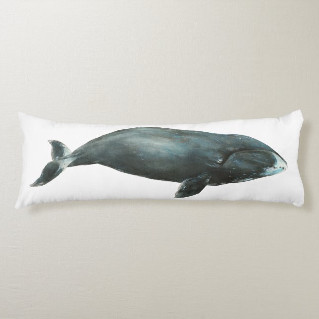 Bowhead Whale Watercolor illustration Kroppskudde (Framsidan)