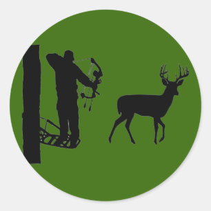 Bowhunter i Treestand skyttehjort Runt Klistermärke