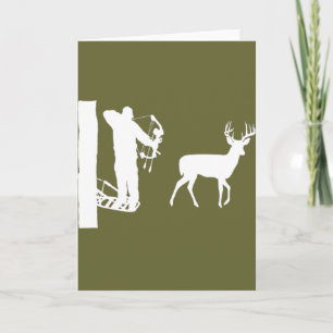 Bowhunter in Treestand Shooting Hjort Kort