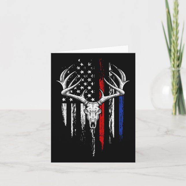 Bowhunting American Flagga Usa Bow Whitetail Hjort Kort (Framsida)
