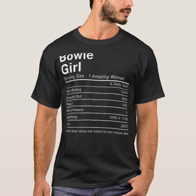BOWIE GIRL MD MARYLAND Nutrition Facts City Home T Shirt (Framsida)