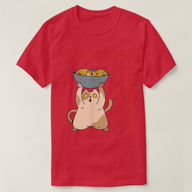 Bowl Cat Ramen Anime Noodles Kawaii Japansk Skso T Shirt (Design framsida)