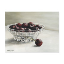 Bowl Fullt av Cherries Art Postcard