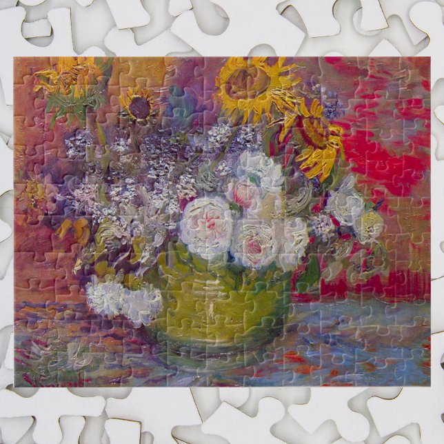 Bowl med blommor och Ro av Vincent van Gogh Pussel (Skapare uppladdad)