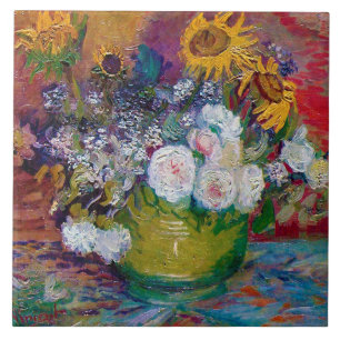 Bowl med blommor, Van Gogh Kakelplatta