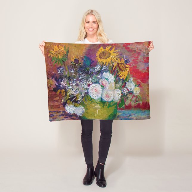 Bowl med Flowers, Van Gogh Fleecefilt (På plats)