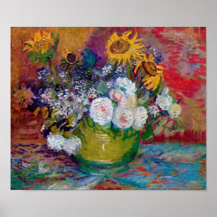 Bowl med Flowers, Van Gogh Poster