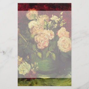 Bowl med Peonies och Ro av Vincent van Gogh Brevpapper