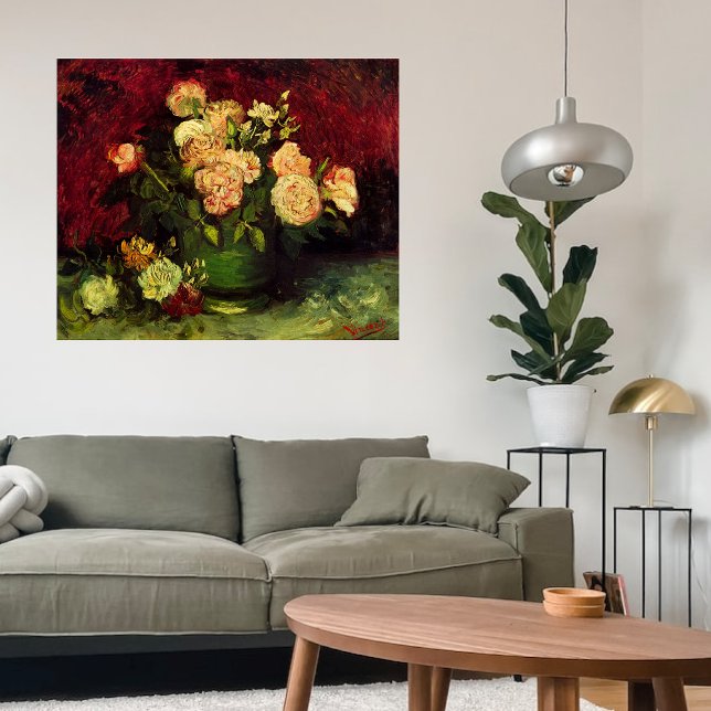 Bowl med Peonies och Ro av Vincent van Gogh Poster (Skapare uppladdad)