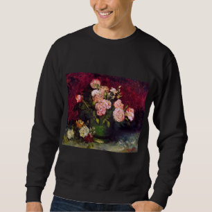 Bowl med Peonies och Ro Van Gogh Fine Art Lång Ärmad Tröja