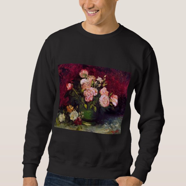 Bowl med Peonies och Ro Van Gogh Fine Art Lång Ärmad Tröja (Framsida)