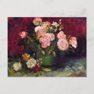 Bowl med Peonies och Ro Van Gogh Fine Art Vykort