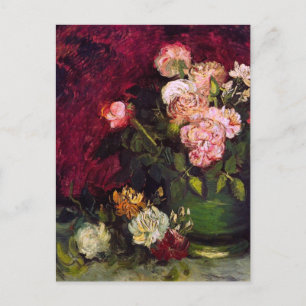 Bowl med Peonies och Ro Van Gogh Fine Art Vykort