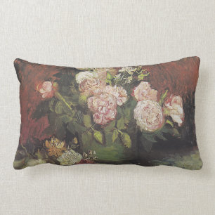 Bowl med Peonies och Rosor av Vincent van Gogh Lumbarkudde