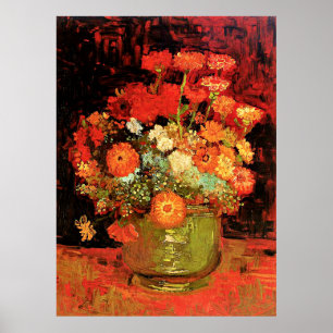 Bowl med Zinnias av Vincent van Gogh, Poster