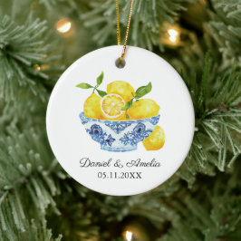Bowl of Lemons Chinoiserie Personligt bröllp Keeps Julgransprydnad Keramik