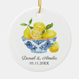 Bowl of Lemons Chinoiserie Personligt bröllp Keeps Julgransprydnad Keramik