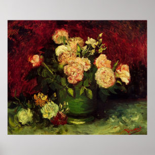Bowl of Peonies and Ro, Vincent van Gogh Poster