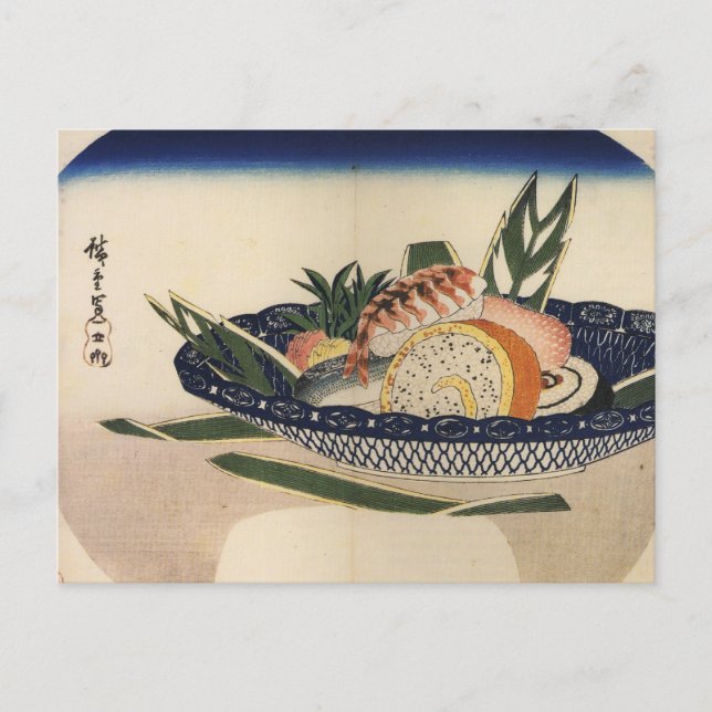 Bowl of Sushi, Circa 1800's Japan. Vykort (Framsida)