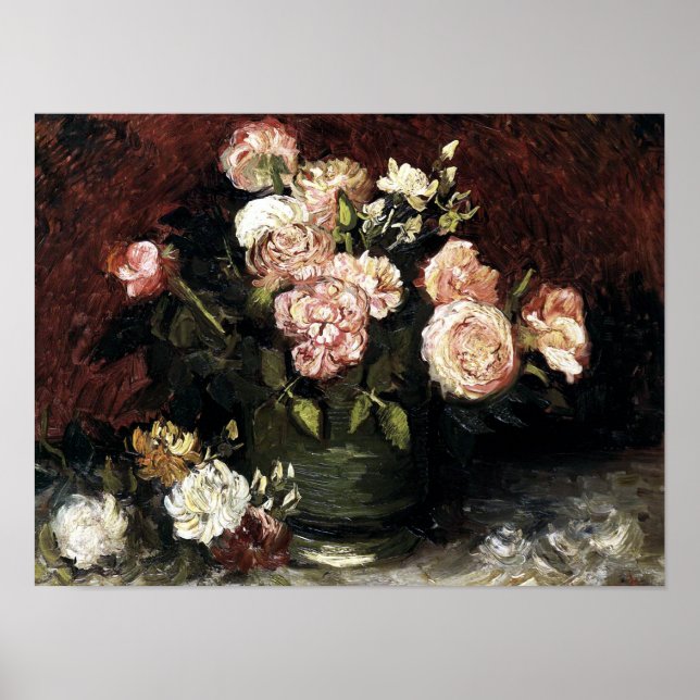 Bowl with Peonies and Ro - Gogh Poster (Framsidan)